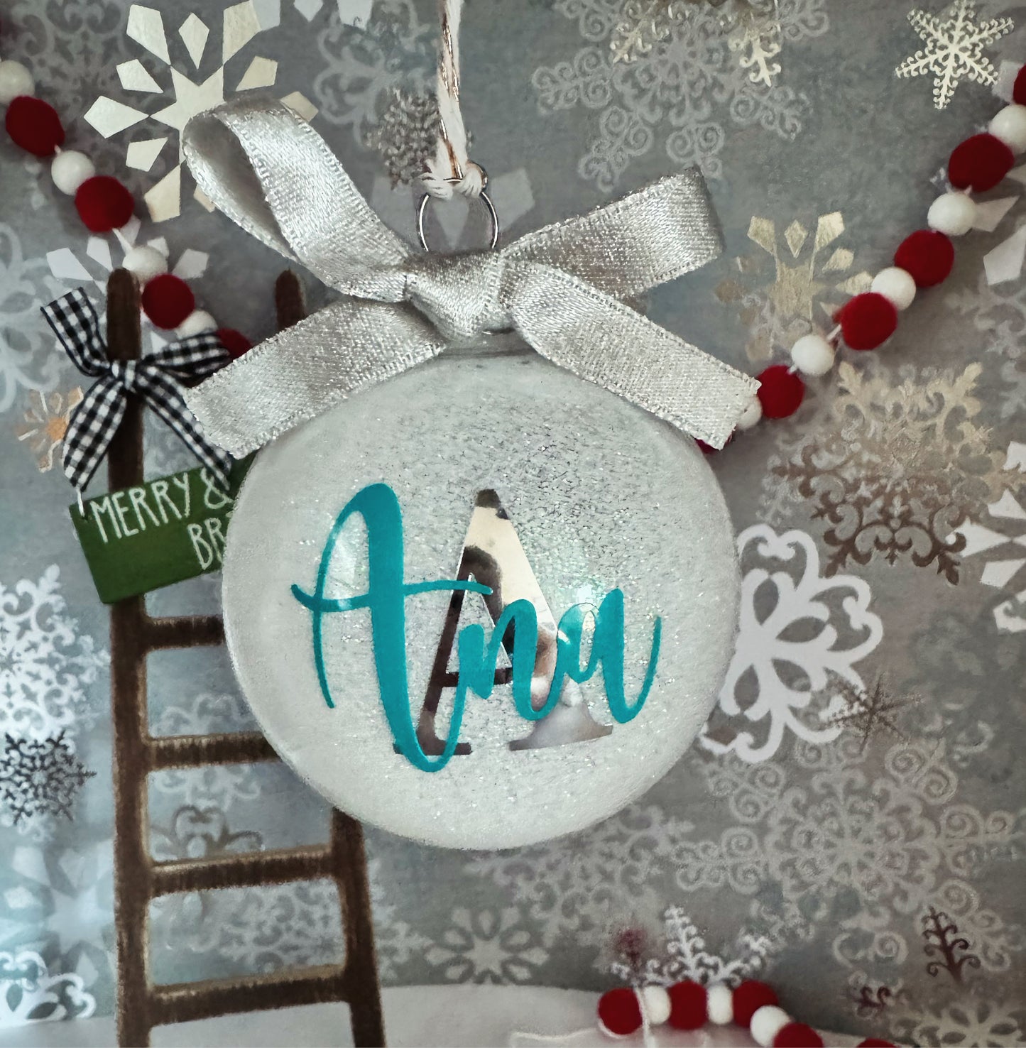 Personalized Glitter Ornament initial+name