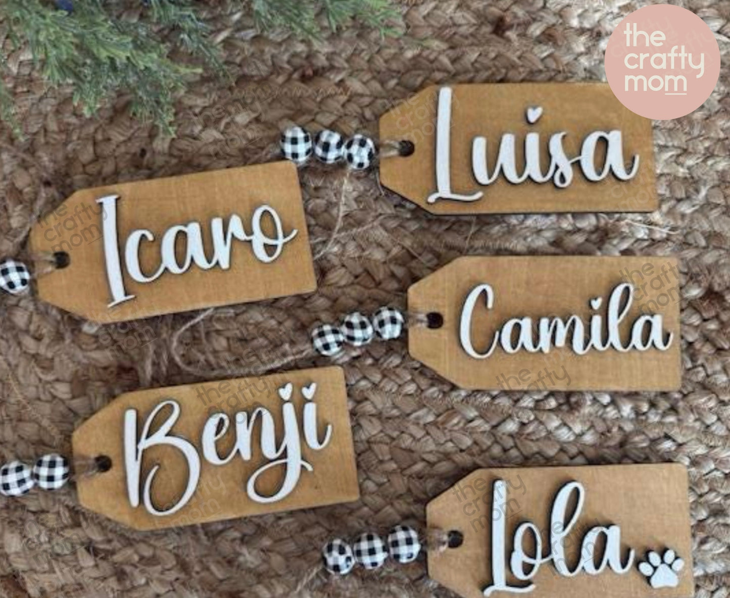 Set of 4 Custom wood tags