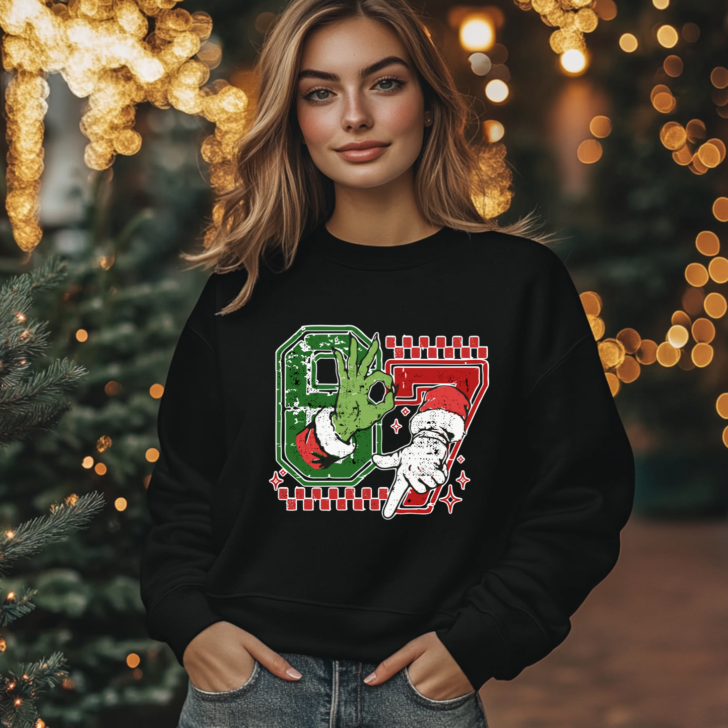67 Christmas Sweatshirt Grinch-Santa