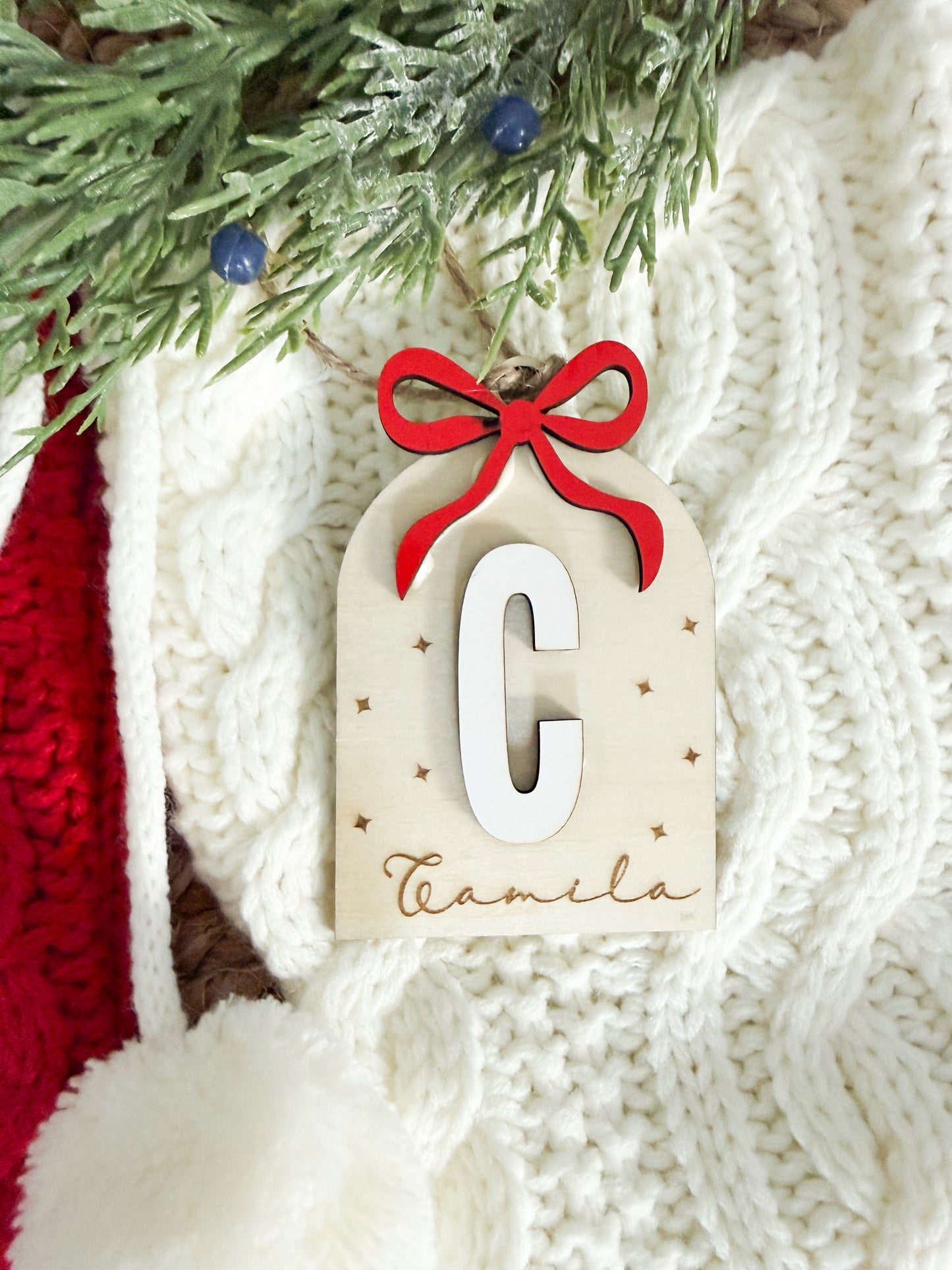 Personalized Christmas Stocking Tags - Coquette
