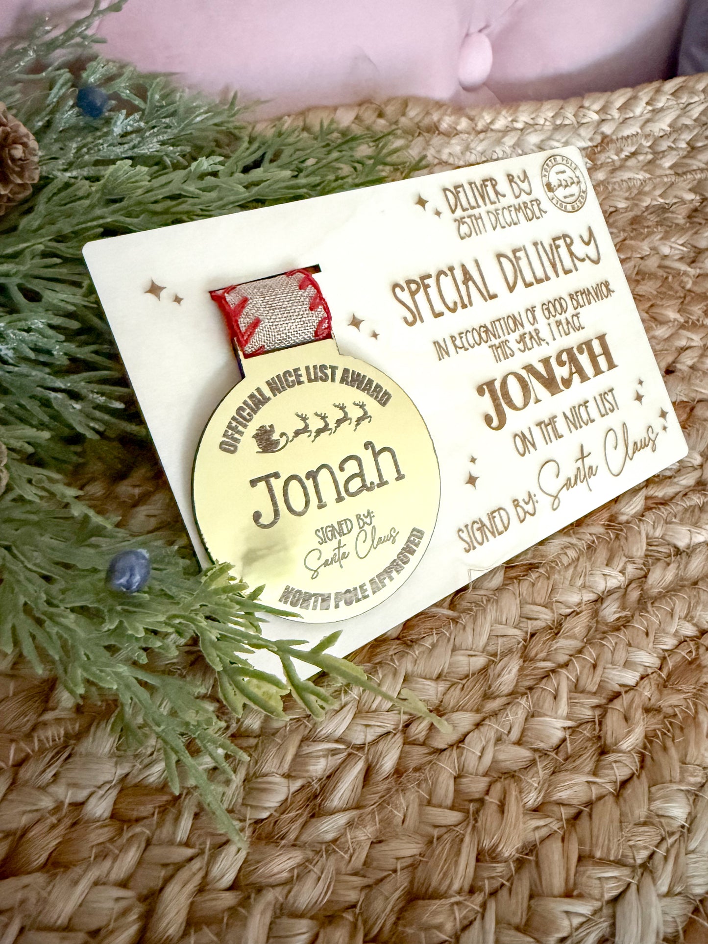 Personalized Christmas Nice List Medal & Certificate