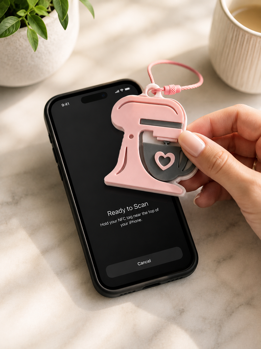 NFC Stand Mixer Keychain | Smart Digital Business Card for Bakers | 3D Printed Chef Gift