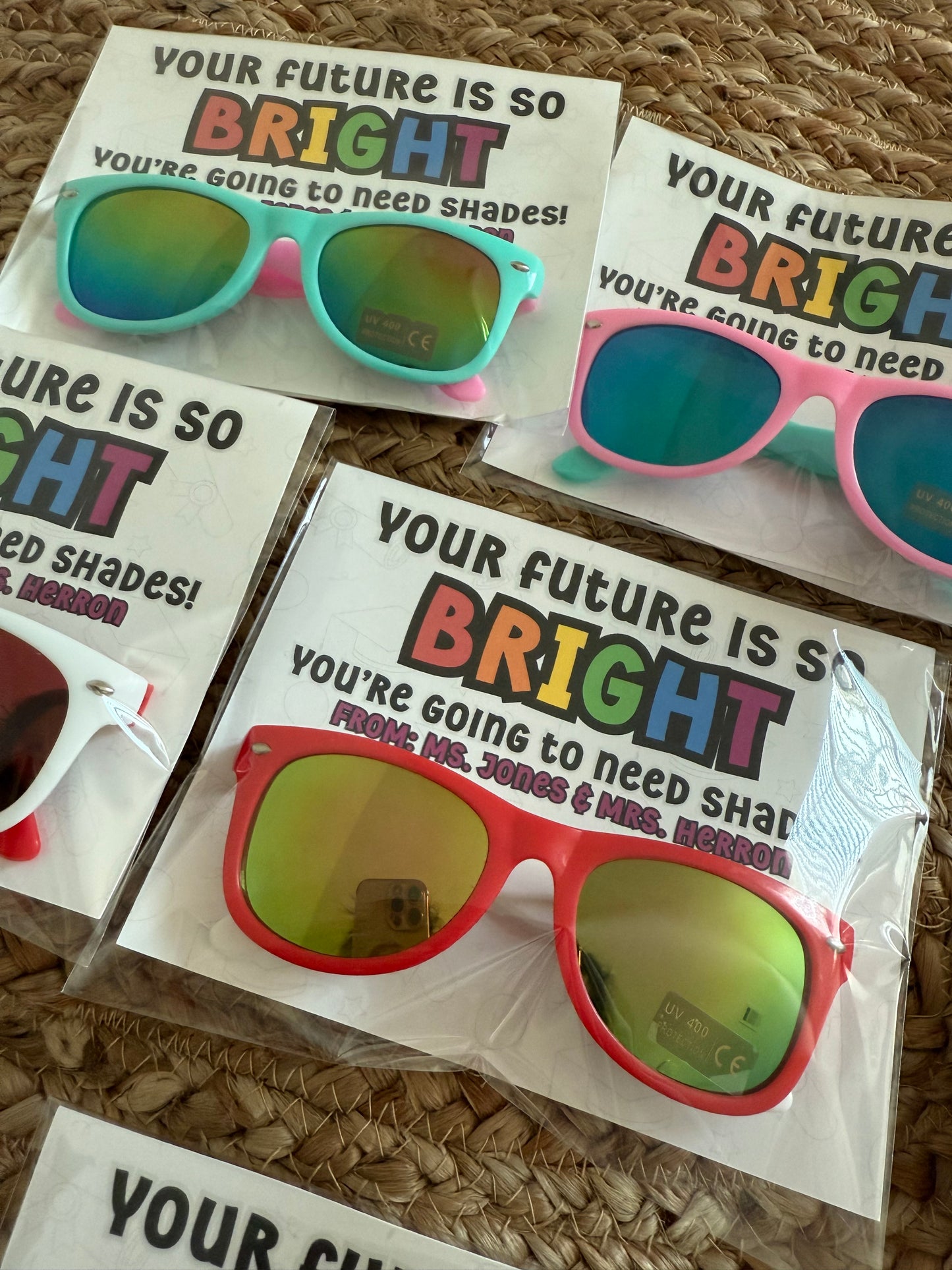 Kids Sunglasses with teacher personalized card