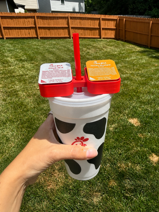 3D Printed Dipping Sauce Holder for Car Cup Holder | Nugget Sauce Cup | Ketchup, BBQ & Ranch Holder | Fast Food Accessory