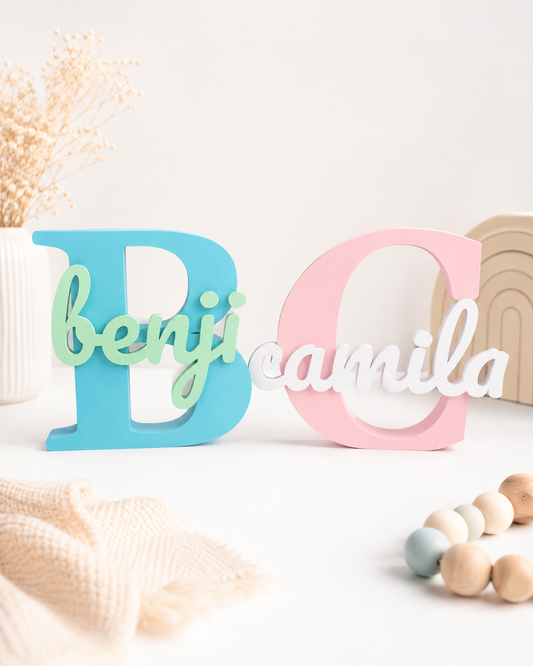 Personalized 3D Printed Initial Letter with Name | Custom Room Decor Gift