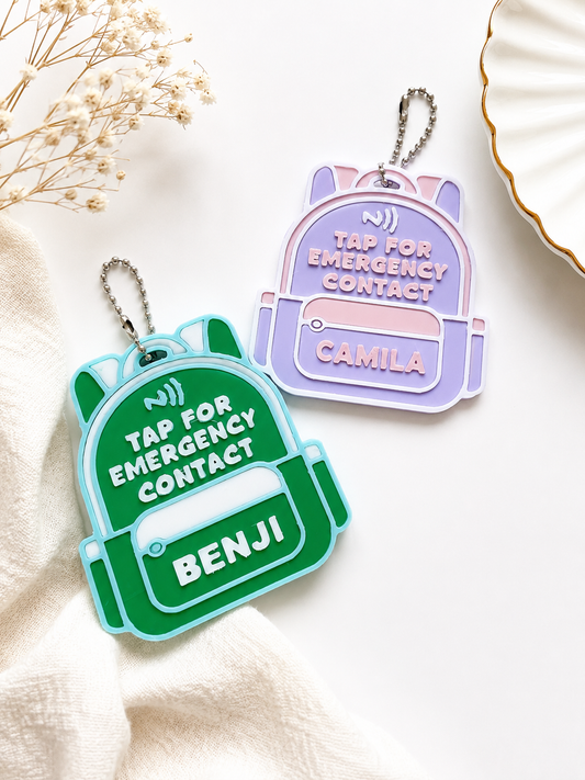 NFC Backpack Safety Tag | Personalized Kids Emergency Contact Tag