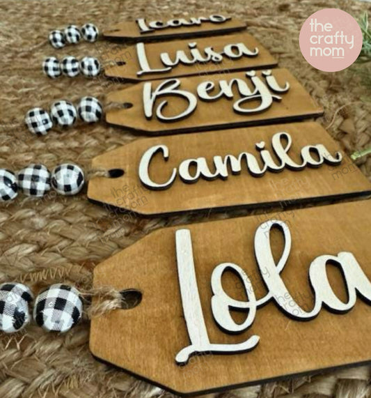 Set of 4 Custom wood tags
