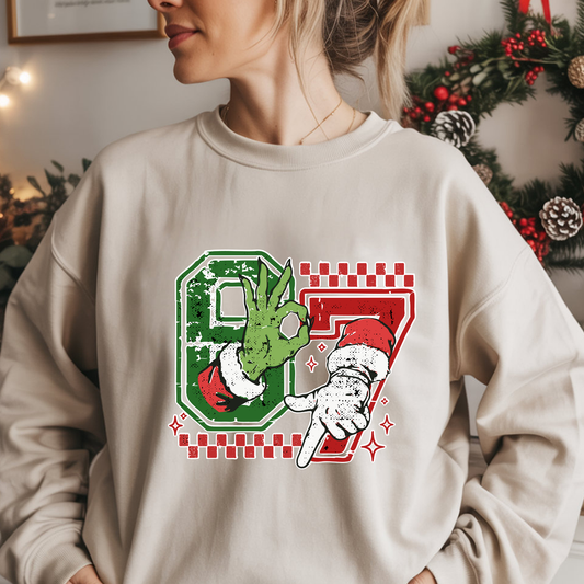 67 Christmas Sweatshirt Grinch-Santa