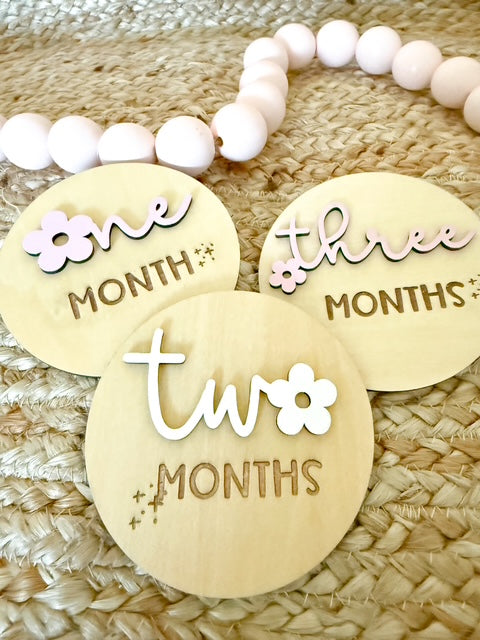 3D Wood Discs for baby Milestones