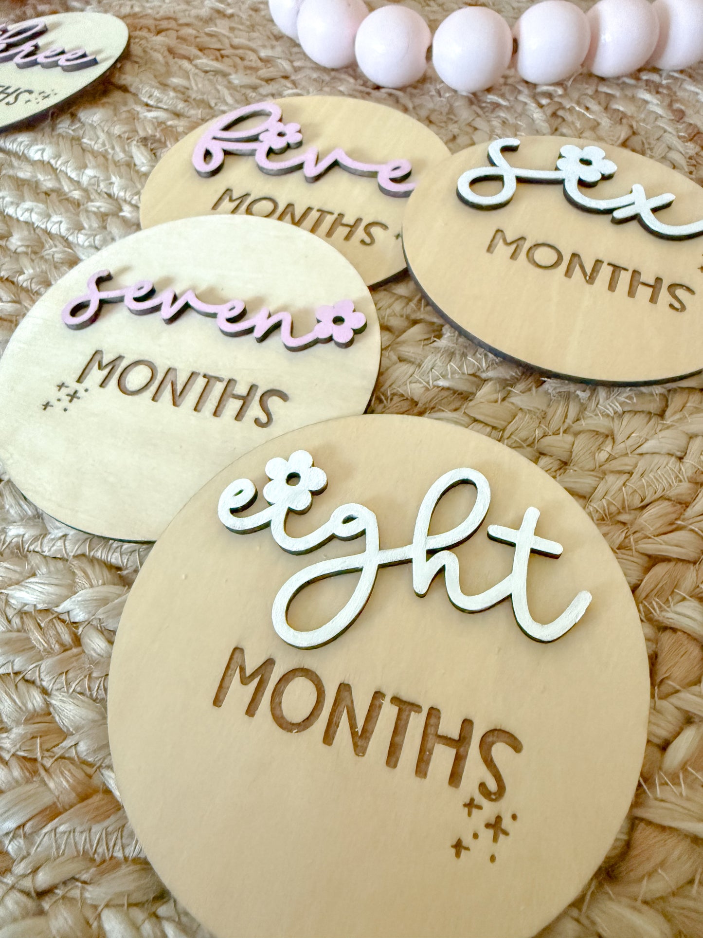 3D Wood Discs for baby Milestones