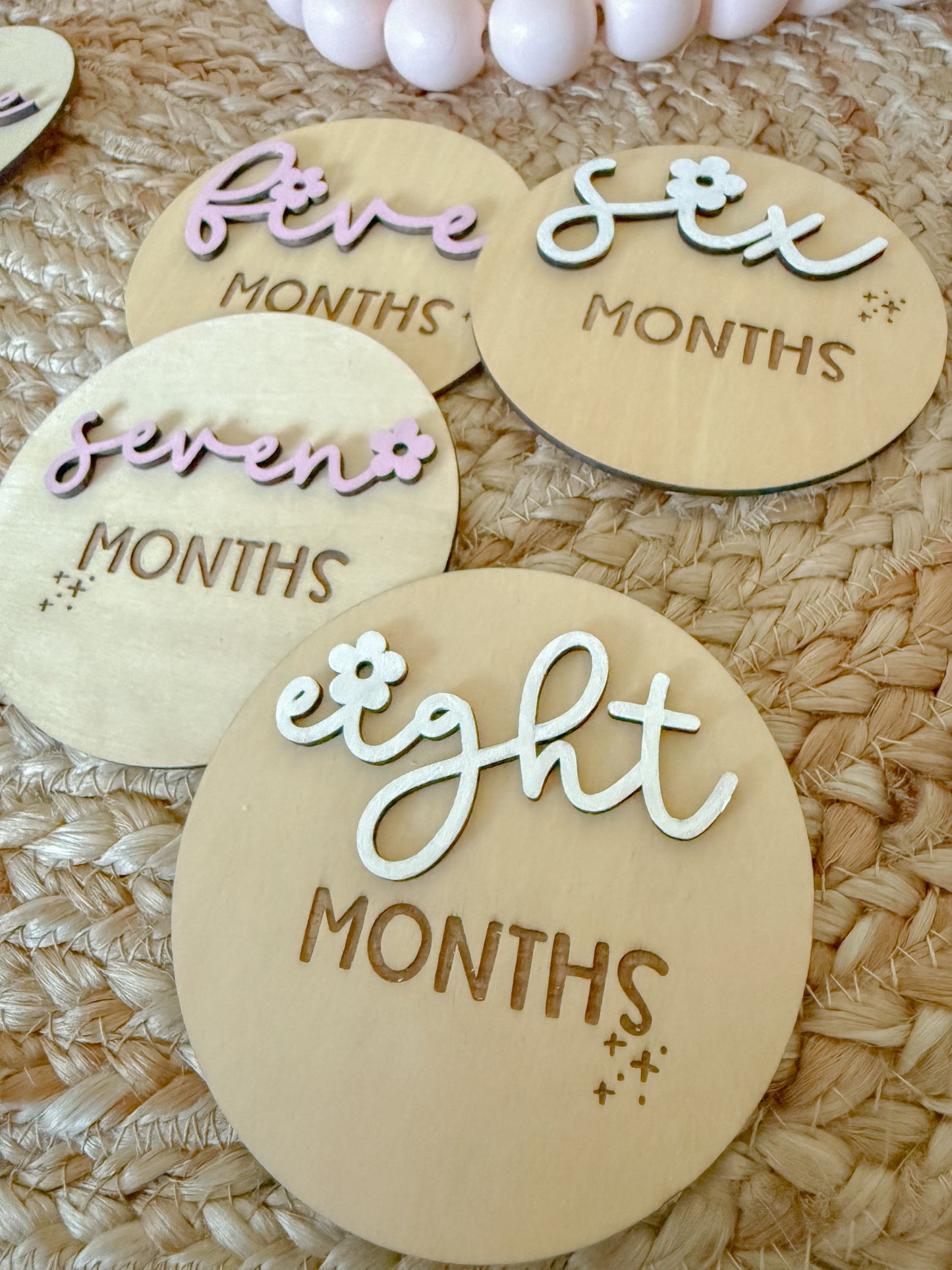 3D Wood Discs for baby Milestones