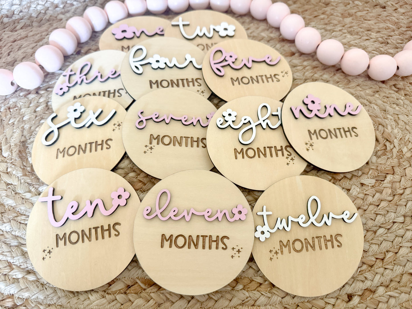 3D Wood Discs for baby Milestones