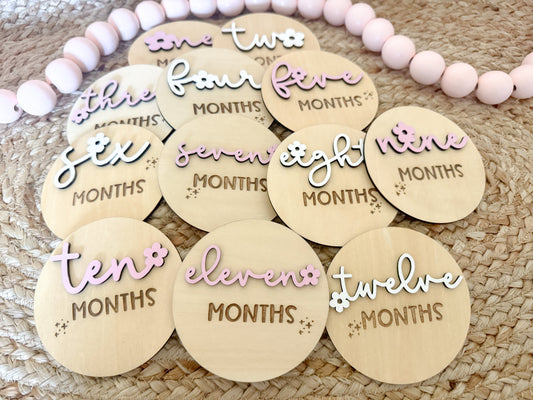 3D Wood Discs for baby Milestones