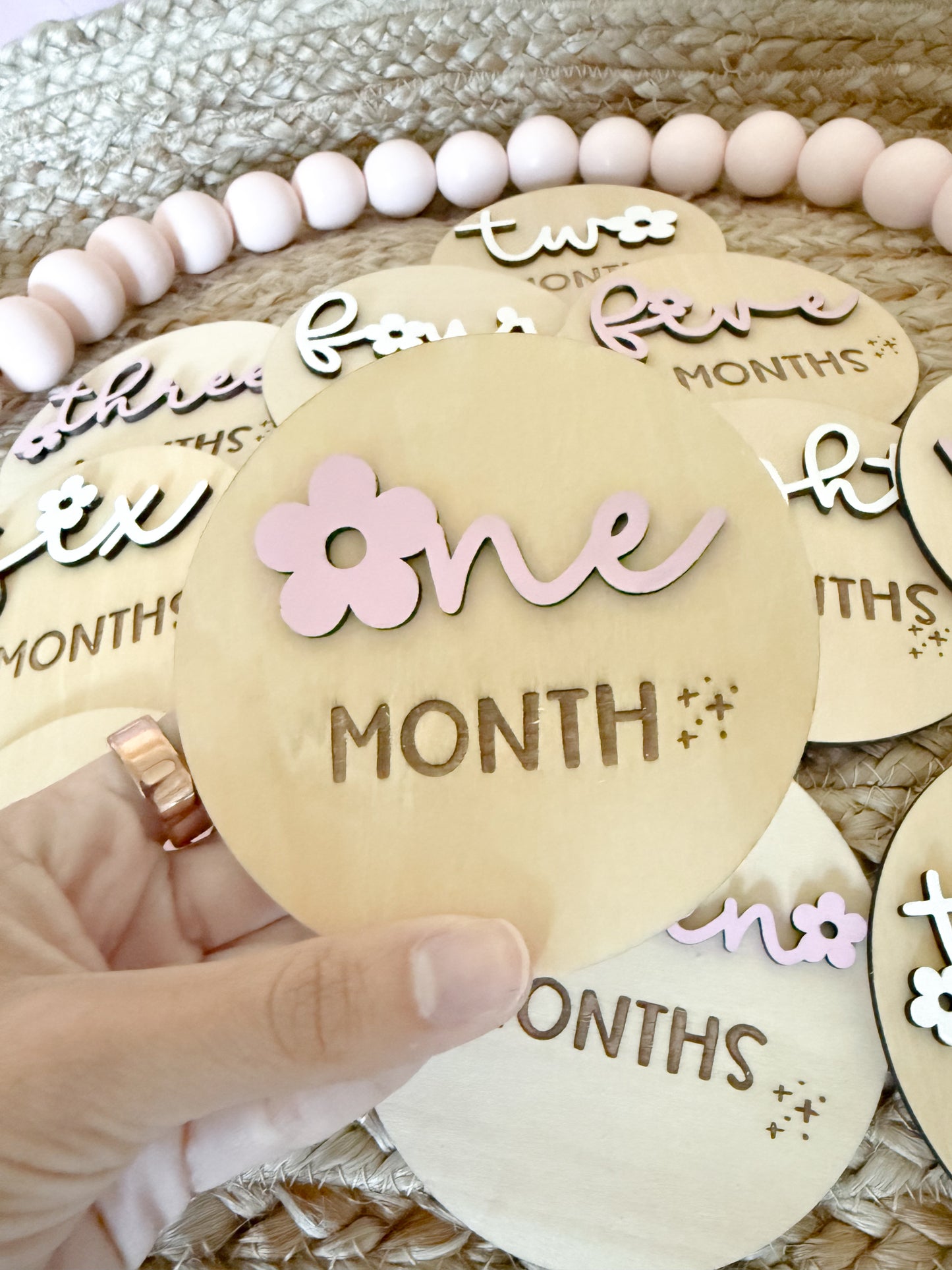 3D Wood Discs for baby Milestones