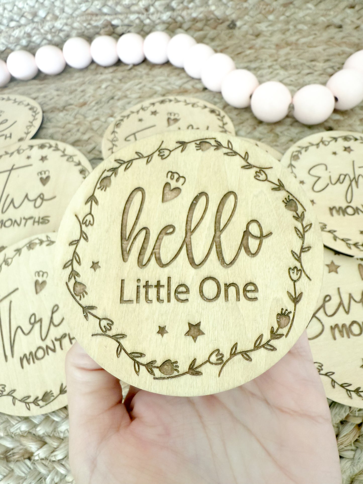 Wood discs for baby milestones