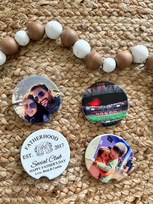 Personalized ceramic car coaster