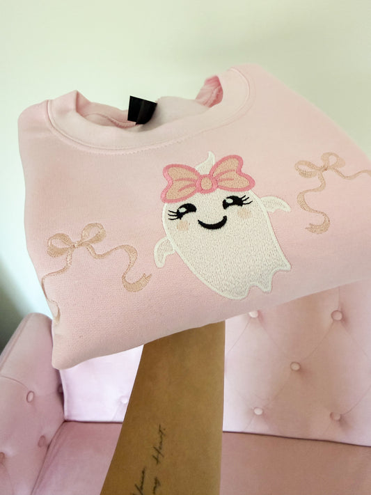 Halloween Pink Embroidery Sweatshirt