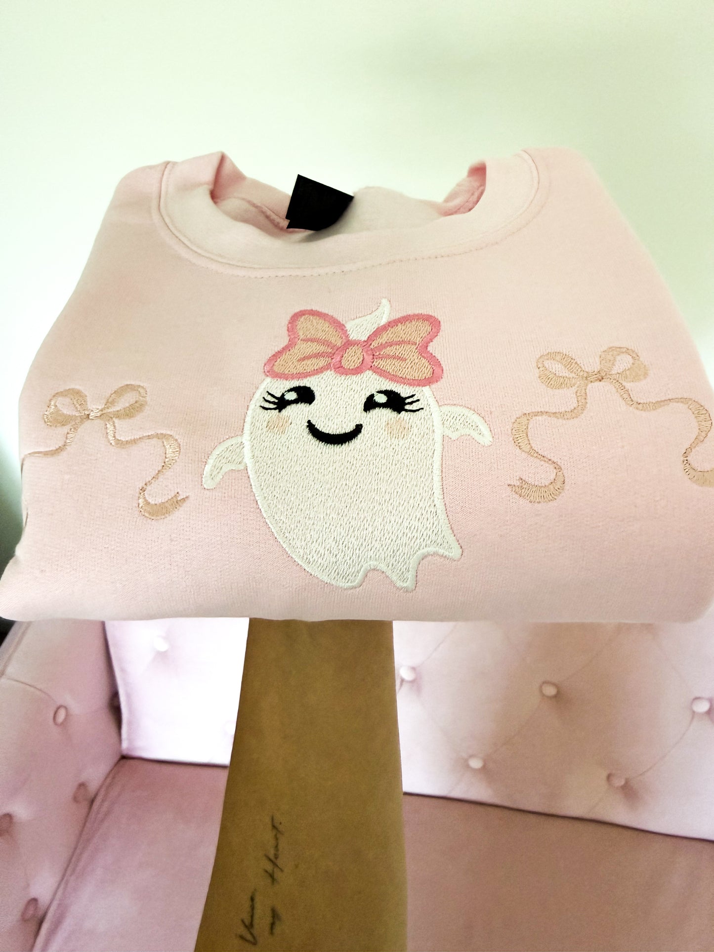 Halloween Pink Embroidery Sweatshirt