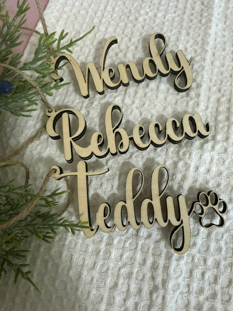 Christmas Stocking Wood Tags - Personalized