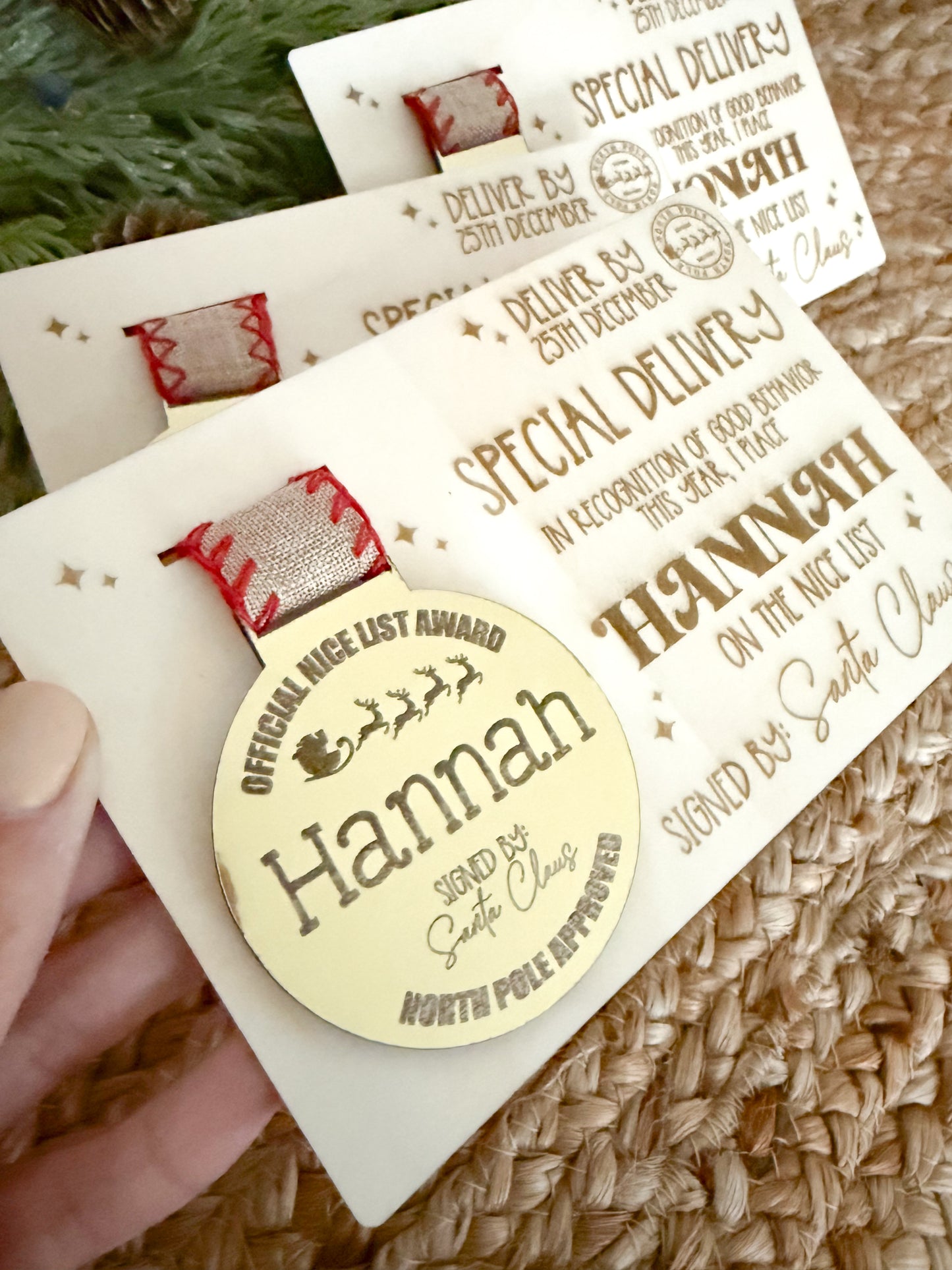 Personalized Christmas Nice List Medal & Certificate