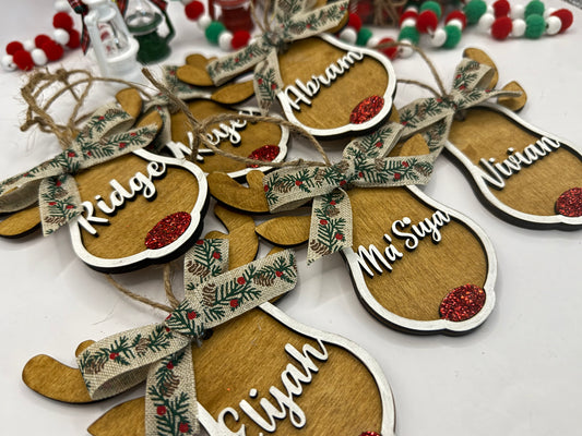 Personalized reindeer wood ornament