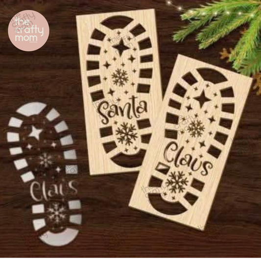 Wood Christmas Santa Footprints Stencil