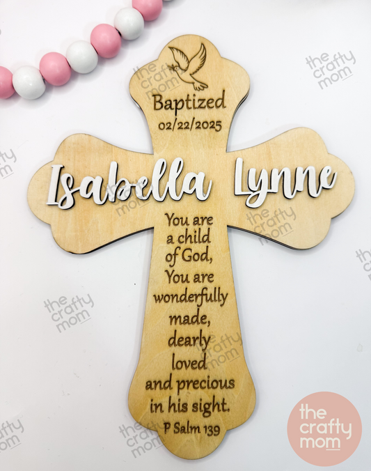 Personalized wood cross baptism/First communion